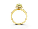 Yellow gold Fancy Yellow Radiant Cut Diamond Scalloped Halo Engagement Ring with Round Shared Prong Band_15