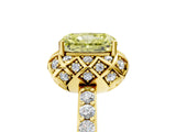 Yellow gold Fancy Yellow Radiant Cut Diamond Scalloped Halo Engagement Ring with Round Shared Prong Band_29