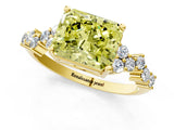 Yellow gold Fancy Yellow Radiant Cut Diamond Scattered Round Accent Ring with Prong Setting_13