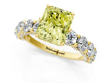 Yellow gold Fancy Yellow Radiant Cut Diamond Side Stone Engagement Ring with Four-Prong Setting_25