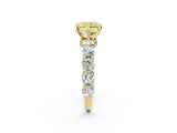 Yellow gold Fancy Yellow Radiant Cut Diamond Side Stone Engagement Ring with Four-Prong Setting_26