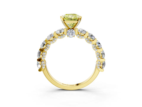 Yellow gold Fancy Yellow Radiant Cut Diamond Side Stone Engagement Ring with Four-Prong Setting_27