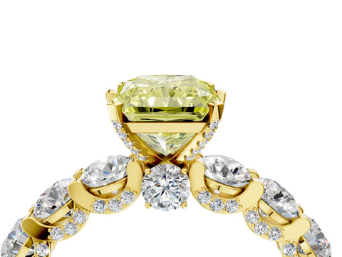 Yellow gold Fancy Yellow Radiant Cut Diamond Side Stone Engagement Ring with Four-Prong Setting_28