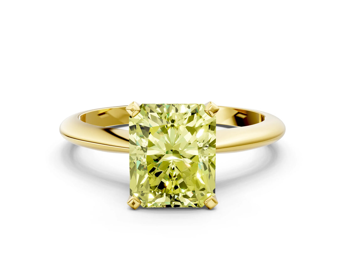 Yellow gold Fancy Yellow Radiant Cut Diamond Solitaire Engagement Ring with Classic Band and Four-Prong Setting_104