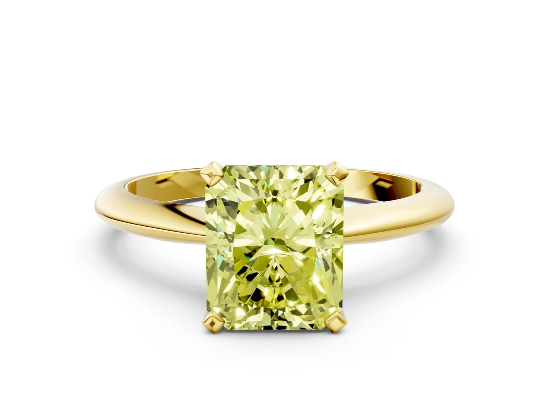 Yellow gold Fancy Yellow Radiant Cut Diamond Solitaire Engagement Ring with Classic Band and Four-Prong Setting_24