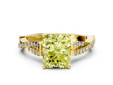 Yellow gold Fancy Yellow Radiant Cut Diamond Solitaire Engagement Ring with Twisted Pavé Band and Four-Prong Setting_44