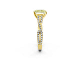 Yellow gold Fancy Yellow Radiant Cut Diamond Solitaire Engagement Ring with Twisted Pavé Band and Four-Prong Setting_46