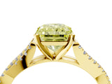 Yellow gold Fancy Yellow Radiant Cut Diamond Solitaire Engagement Ring with Twisted Pavé Band and Four-Prong Setting_48
