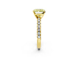 Yellow gold Fancy Yellow Radiant Cut Diamond Solitaire Pavé Engagement Ring with Round Band and Prong Setting_15