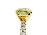 Yellow gold Fancy Yellow Radiant Cut Diamond Solitaire Pavé Engagement Ring with Round Band and Prong Setting_18