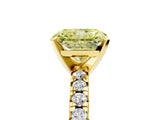 Yellow gold Fancy Yellow Radiant Cut Diamond Solitaire Pavé Engagement Ring with Round Band and Prong Setting_48
