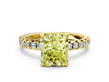Yellow gold Fancy Yellow Radiant Cut Diamond Solitaire Pavé Engagement Ring with Round Band and Prong Setting_79