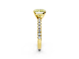 Yellow gold Fancy Yellow Radiant Cut Diamond Solitaire Pavé Engagement Ring with Round Band and Prong Setting_81