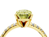 Yellow gold Fancy Yellow Radiant Cut Diamond Solitaire Pavé Engagement Ring with Round Band and Prong Setting_83