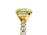 Yellow gold Fancy Yellow Radiant Cut Diamond Solitaire Pavé Engagement Ring with Round Band and Prong Setting_84