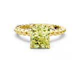Yellow gold Fancy Yellow Radiant Cut Diamond Solitaire Ring with Beaded Band and Prong Setting_311