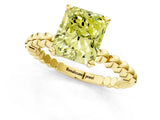 Yellow gold Fancy Yellow Radiant Cut Diamond Solitaire Ring with Beaded Band and Prong Setting_312