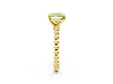 Yellow gold Fancy Yellow Radiant Cut Diamond Solitaire Ring with Beaded Band and Prong Setting_313