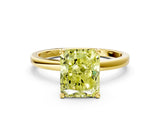 Yellow gold Fancy Yellow Radiant Cut Diamond Solitaire Ring with Classic Band and Four-Prong Setting