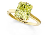 Yellow gold Fancy Yellow Radiant Cut Diamond Solitaire Ring with Flower Prong Setting and Classic Band_13
