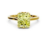 Yellow gold Fancy Yellow Radiant Cut Diamond Solitaire Ring with Flower Prong Setting and Classic Band_37