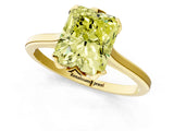 Yellow gold Fancy Yellow Radiant Cut Diamond Solitaire Ring with Flower Prong Setting and Classic Band_38