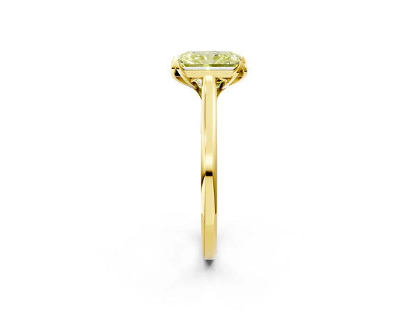 Yellow Gold Radiant Cut Floral Solitaire Engagement Ring Setting for Fancy Yellow Center