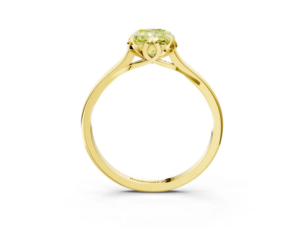 Yellow Gold Radiant Cut Floral Solitaire Engagement Ring Setting for Fancy Yellow Center