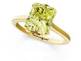 Yellow gold Fancy Yellow Radiant Cut Diamond Solitaire Ring with Flower Prong Setting and Classic Band_82