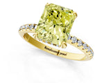 Yellow gold Fancy Yellow Radiant Cut Diamond Solitaire Ring with Four-Prong Setting and Pavé Band_4