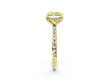 Yellow gold Fancy Yellow Radiant Cut Diamond Solitaire Ring with Four-Prong Setting and Pavé Band_5