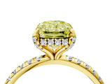 Yellow gold Fancy Yellow Radiant Cut Diamond Solitaire Ring with Four-Prong Setting and Pavé Band_7
