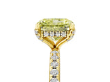 Yellow gold Fancy Yellow Radiant Cut Diamond Solitaire Ring with Four-Prong Setting and Pavé Band_8