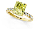 Yellow gold Fancy Yellow Radiant Cut Diamond Solitaire Ring with Pavé Band and Four-Prong Setting_45