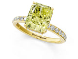 Yellow gold Fancy Yellow Radiant Cut Diamond Solitaire Ring with Pavé Band and Hidden Halo_16