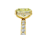 Yellow gold Fancy Yellow Radiant Cut Diamond Solitaire Ring with Pavé Band and Hidden Halo_20
