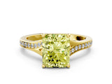 Yellow gold Fancy Yellow Radiant Cut Diamond Solitaire Ring with Pavé Band and Prong Setting_12