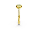 Yellow gold Fancy Yellow Radiant Cut Diamond Solitaire Ring with Pavé Band and Prong Setting_14