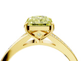 Yellow gold Fancy Yellow Radiant Cut Diamond Solitaire Ring with Pavé Band and Prong Setting_16