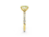Yellow gold Fancy Yellow Radiant Cut Diamond Solitaire Ring with Pave Band and Four Prong Setting_93