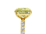 Yellow gold Fancy Yellow Radiant Cut Diamond Solitaire Ring with Pave Band and Four Prong Setting_96
