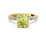 Yellow gold Fancy Yellow Radiant Cut Diamond Solitaire Ring with Round  Pavé Band and Four-Prong Setting_48
