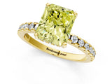 Yellow gold Fancy Yellow Radiant Cut Diamond Solitaire Ring with Round  Pavé Band and Four-Prong Setting_49