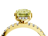 Yellow gold Fancy Yellow Radiant Cut Diamond Solitaire Ring with Round  Pavé Band and Four-Prong Setting_52