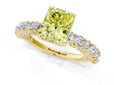 Yellow gold Fancy Yellow Radiant Cut Diamond Solitaire Ring with Shared Prong Pavé Band and Four-Prong Setting_59