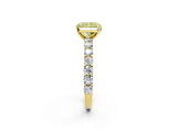 Yellow gold Fancy Yellow Radiant Cut Diamond Solitaire Ring with Shared Prong Pavé Band and Four-Prong Setting_60