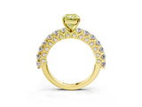 Yellow gold Fancy Yellow Radiant Cut Diamond Solitaire Ring with Shared Prong Pavé Band and Four-Prong Setting_61