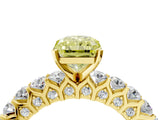 Yellow gold Fancy Yellow Radiant Cut Diamond Solitaire Ring with Shared Prong Pavé Band and Four-Prong Setting_62