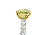 Yellow gold Fancy Yellow Radiant Cut Diamond Solitaire Ring with Shared Prong Pavé Band and Four-Prong Setting_63