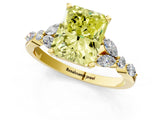 Yellow gold Fancy Yellow Radiant Cut Diamond Solitaire Ring with Side Stones and Four-Prong Setting_89